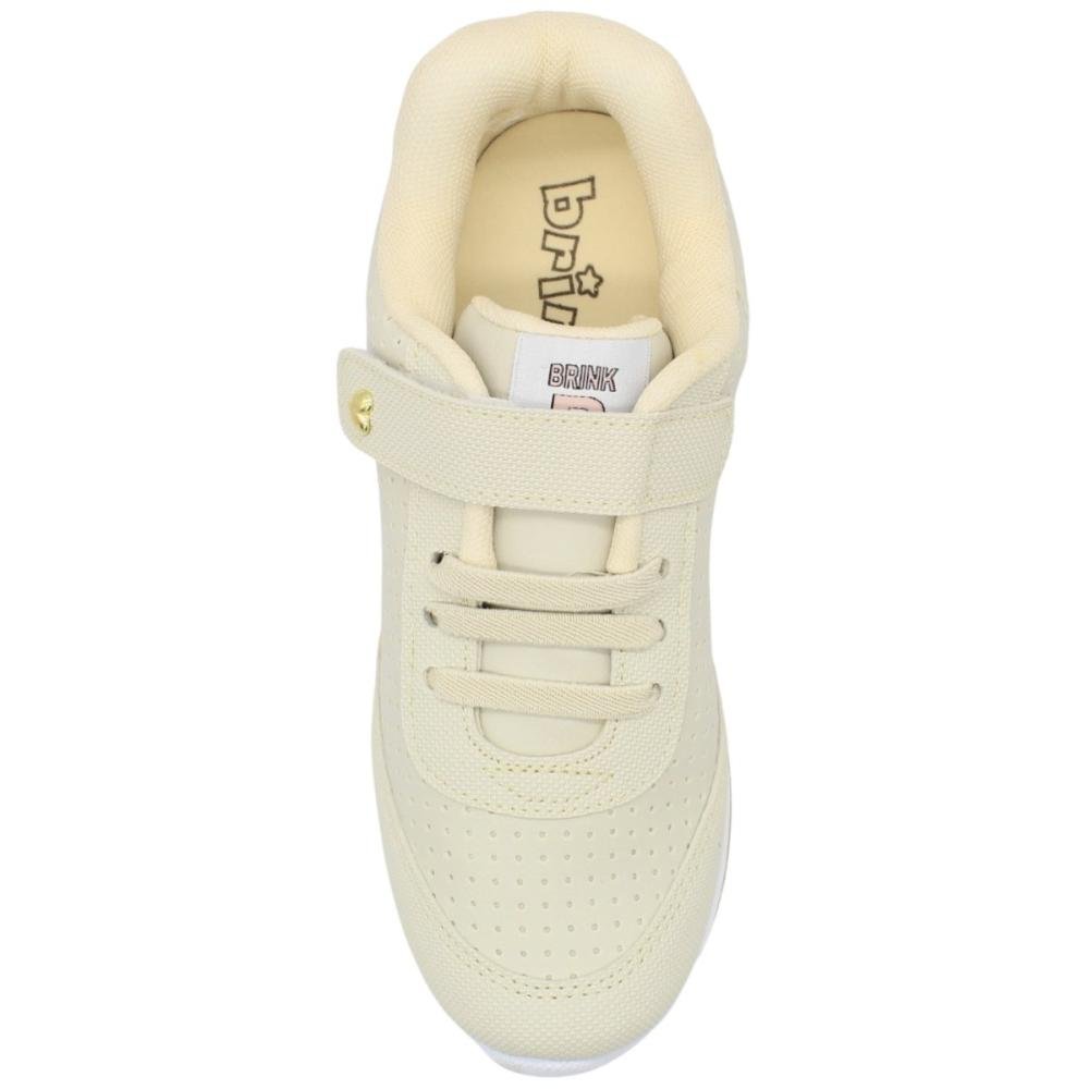 Tênis Jogging Juvenil Brink Tira Autocolante Aplique Coração Menina Branco 4