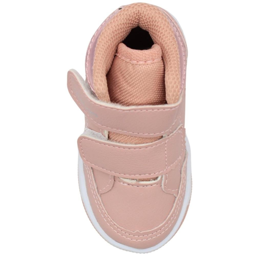 Tênis Casual Cano Alto Baby Via Vip Tiras Duplas Aplique Coração Menina Rosa 4