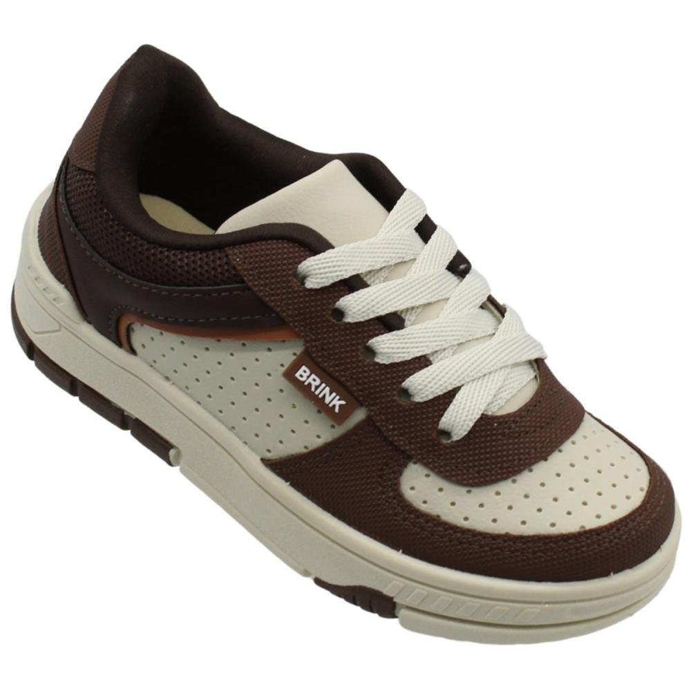 Tênis Casual Juvenil Brink Perfuros Cadarço Menino Branco 3