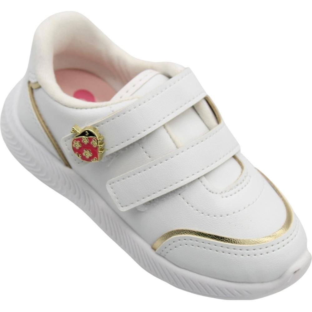 Tênis Esportivo Baby Molekinha Aplique Joaninha Menina Branco 3