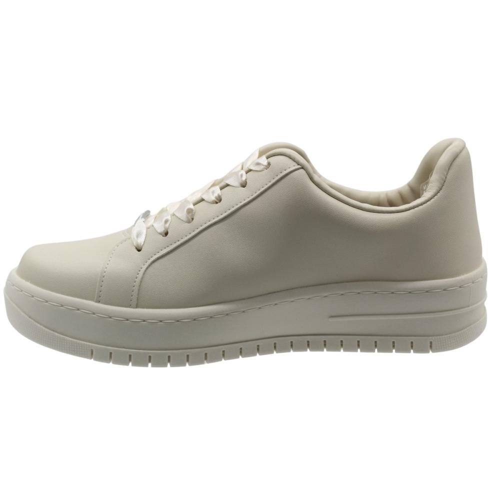 Tênis Casual Vizzano Bordado Floral Cadarço Acetinado Feminino Branco 2