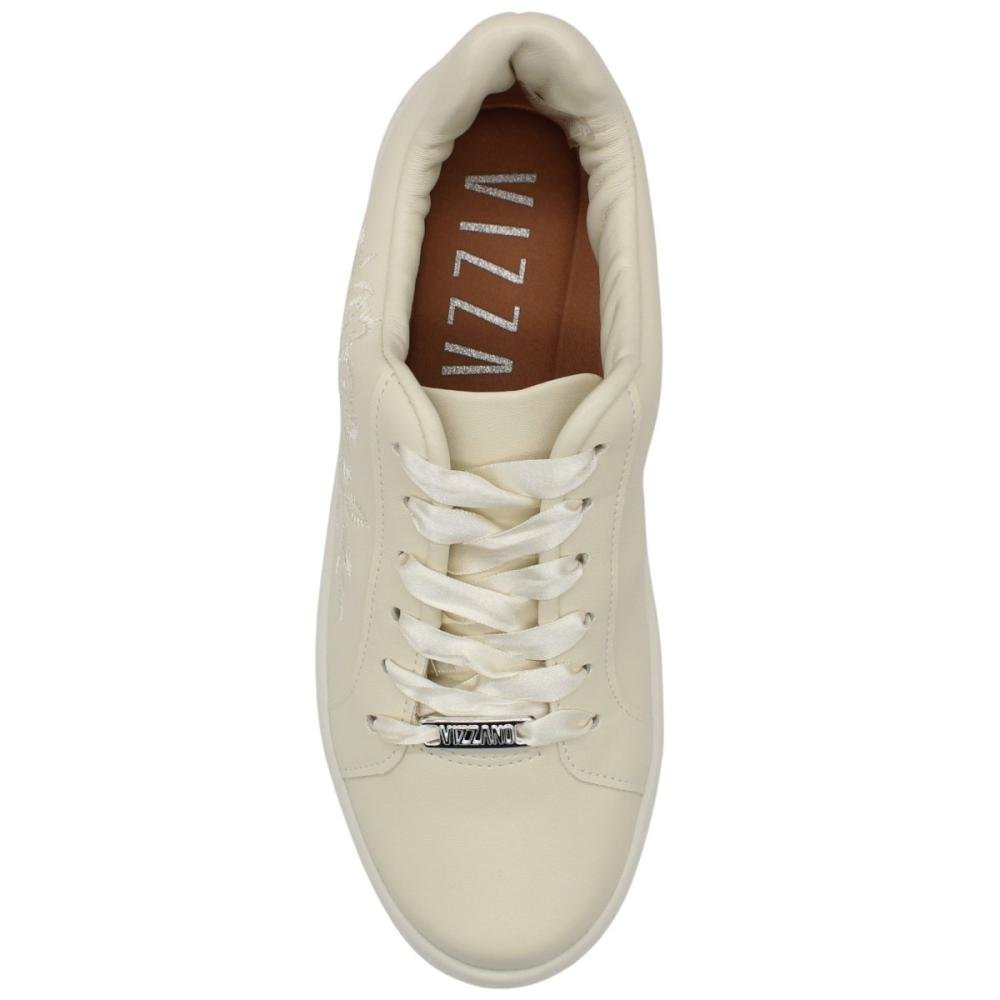 Tênis Casual Vizzano Bordado Floral Cadarço Acetinado Feminino Branco 4