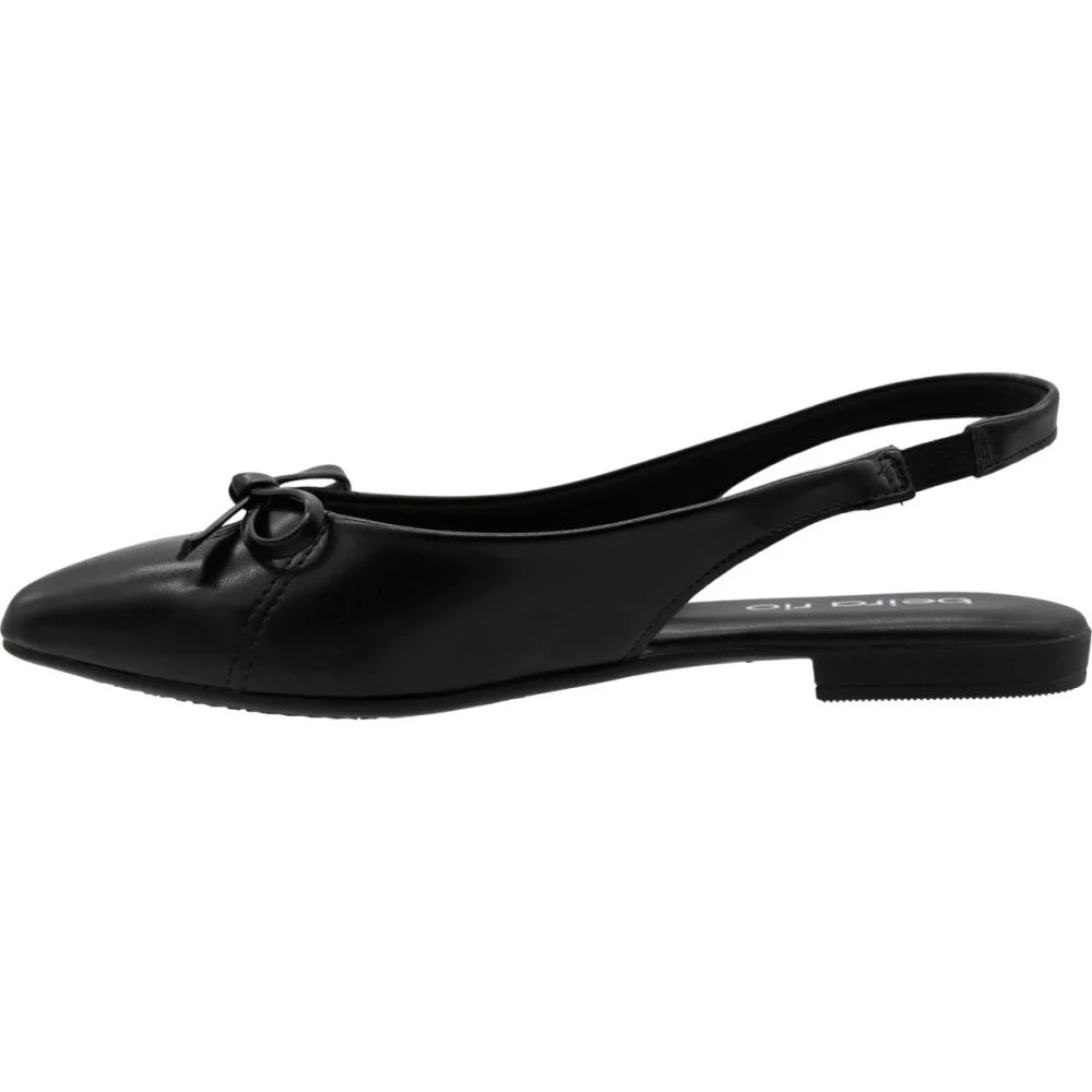 Sapato Slingback Beira Rio Bico Fino Laço Feminino Preto 2