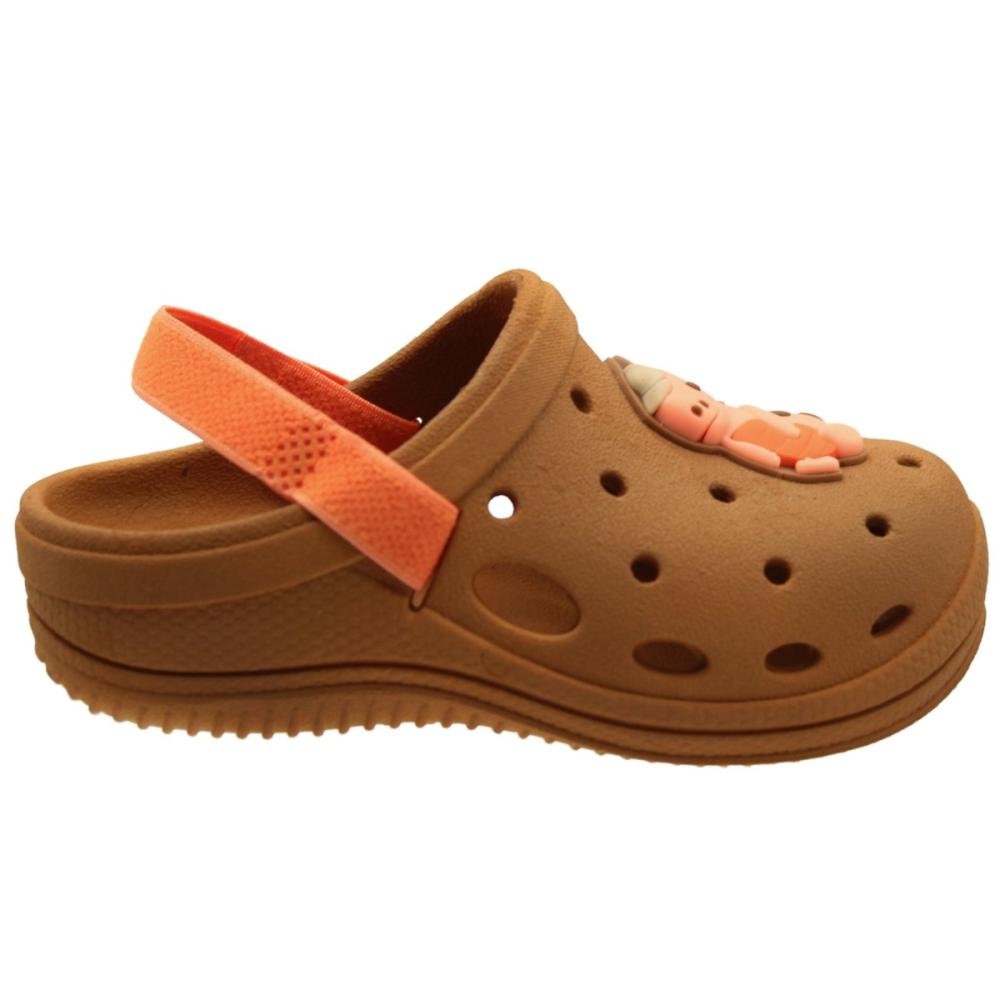 Clog Infantil Grendene kids Lumy Tira Traseira Elástica Menino Marrom 2