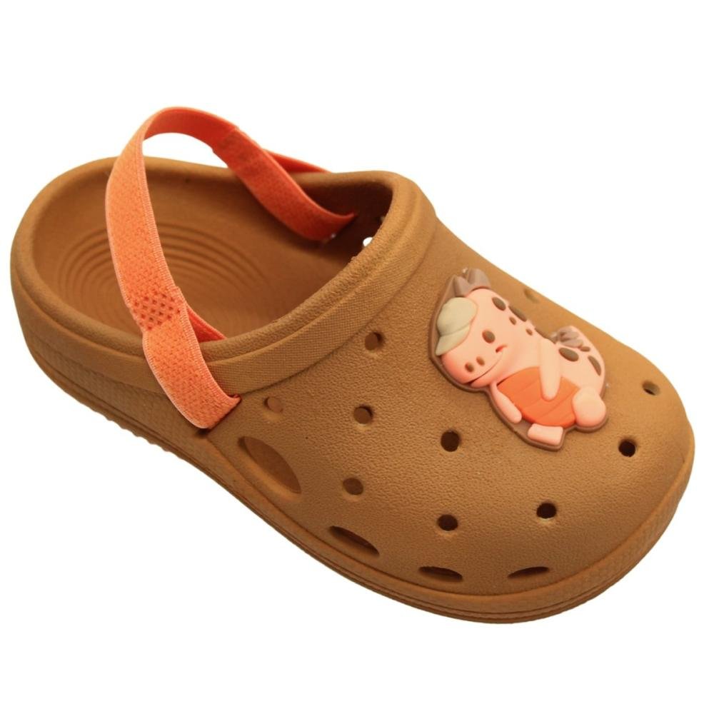 Clog Infantil Grendene kids Lumy Tira Traseira Elástica Menino Marrom 4