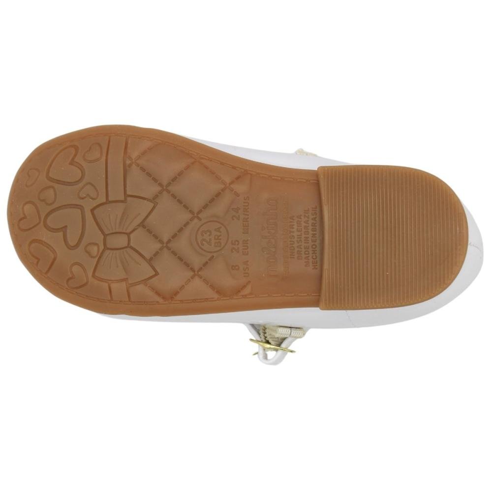 Sapatilha Baby Molekinha Tira Fivela Aplique Floral Menina Branco 5