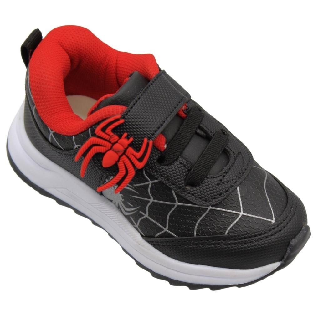 Tênis Jogging Baby Brink Action Spider Recortes Menino Preto 3