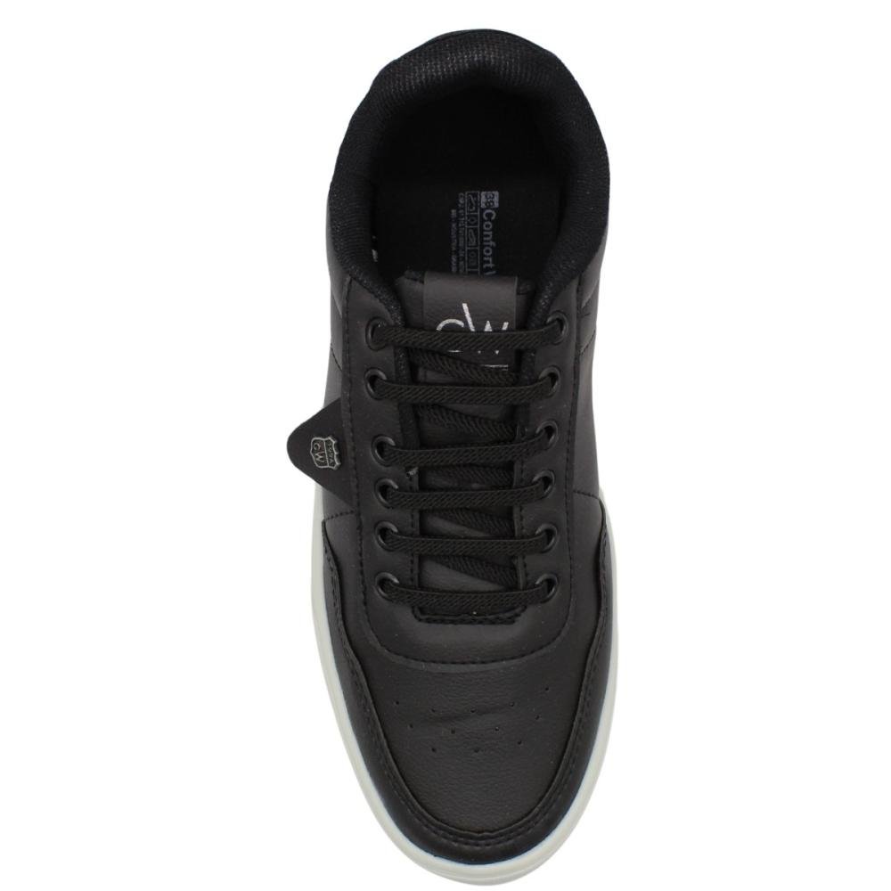 Tênis Casual Confot Way Recortes Laterais Perfurado Masculino Preto 4