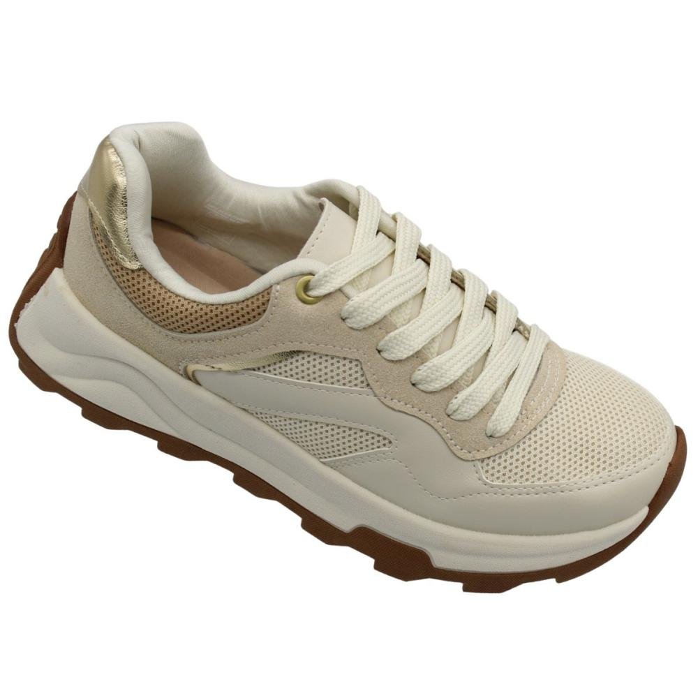 Tênis Jogging Beira Rio Recortes Solado Tratorado Feminino Branco 3