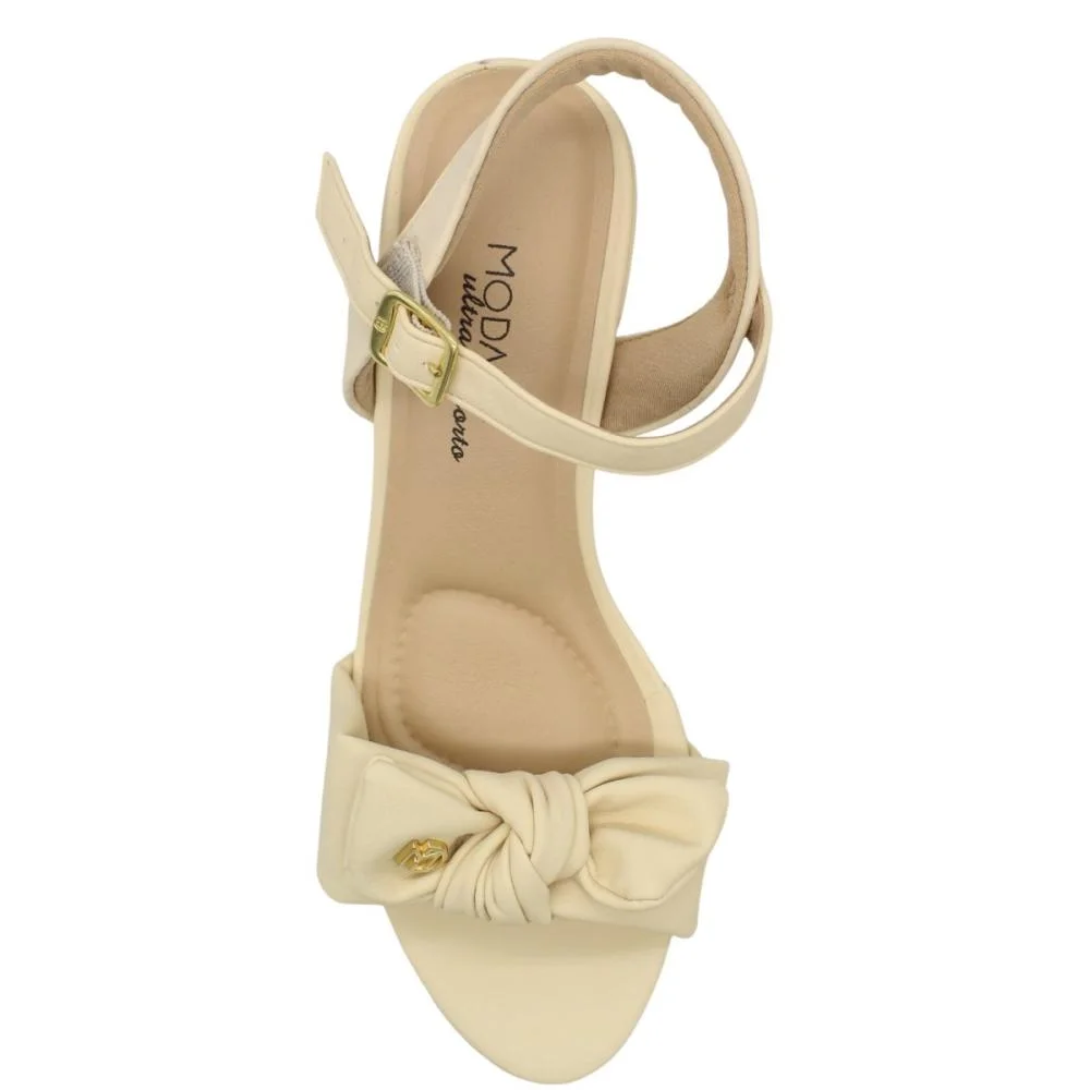 Sandália Salto Bloco Médio Modare Laço Decorativo Fivela Feminina Nude 4