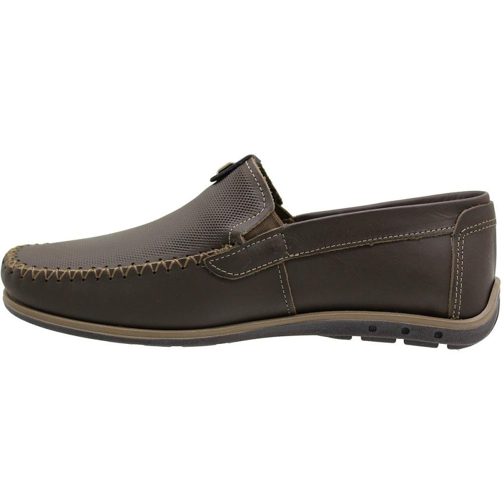 Sapatilha Mocassim Pegada Texturizada Confortável Masculina Marrom 2