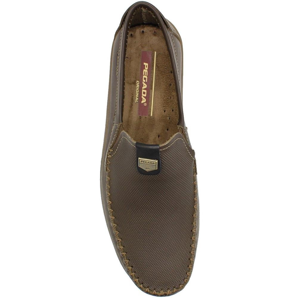 Sapatilha Mocassim Pegada Texturizada Confortável Masculina Marrom 4