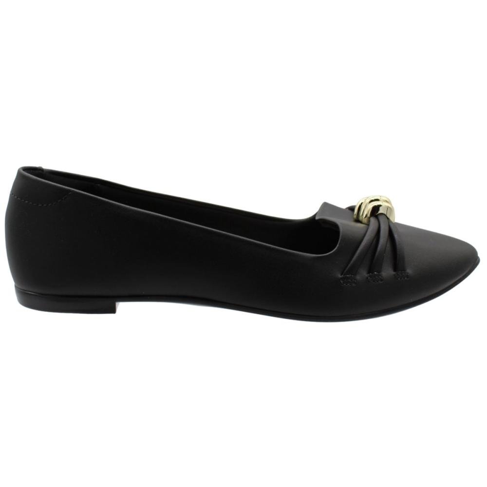 Sapatilha Moleca Bico Fino Aplique Metálico Feminino