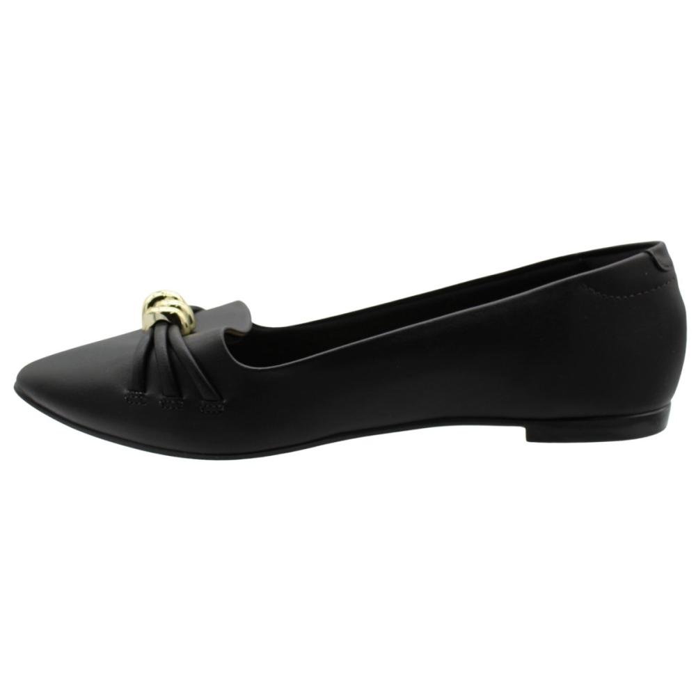 Sapatilha Moleca Bico Fino Aplique Metálico Feminino Preto 2