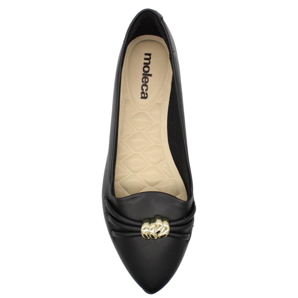 Sapatilha Moleca Bico Fino Aplique Metálico Feminino Preto 4