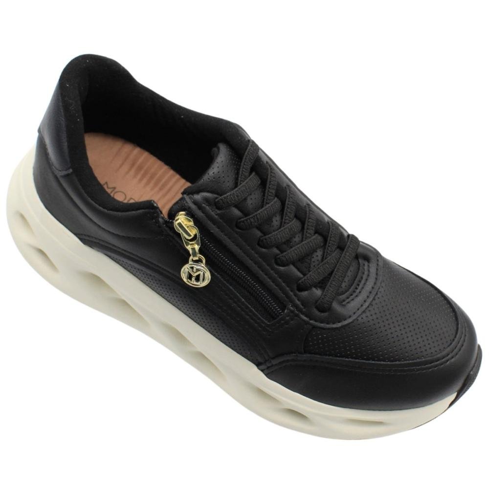 Tênis Jogging Plataforma Modare Zíper Lateral Detalhe Metálico Feminino Preto 3