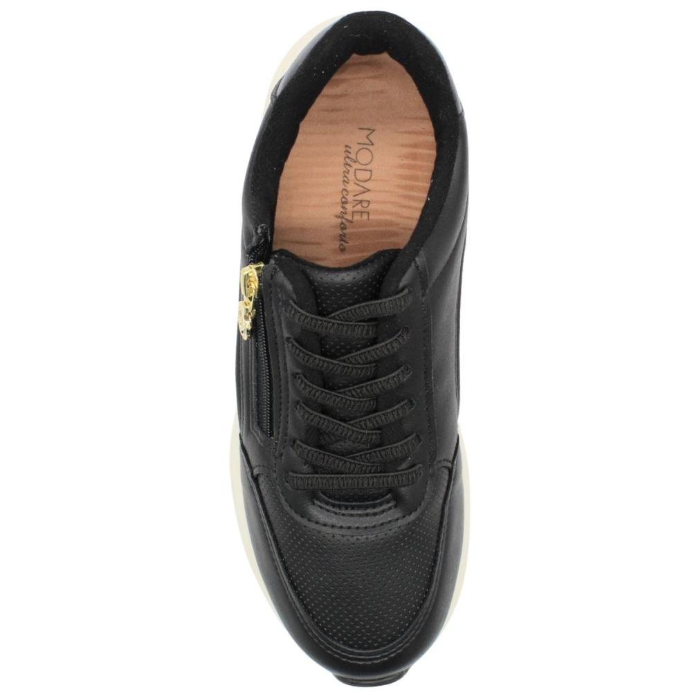 Tênis Jogging Plataforma Modare Zíper Lateral Detalhe Metálico Feminino Preto 4