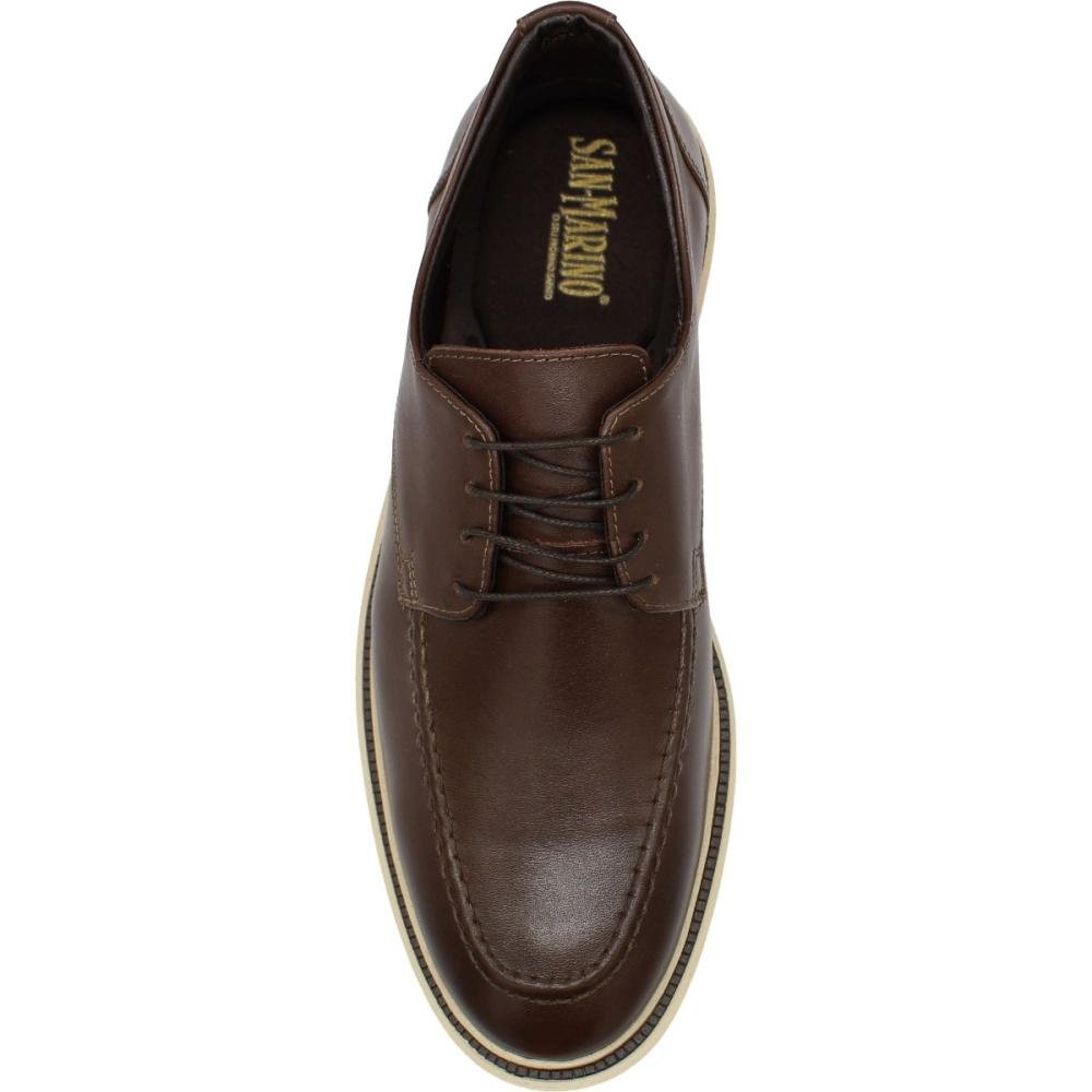 Sapato Social San Marino Derby Lorenzo Costuras Com Cadarço Masculino Marrom 4