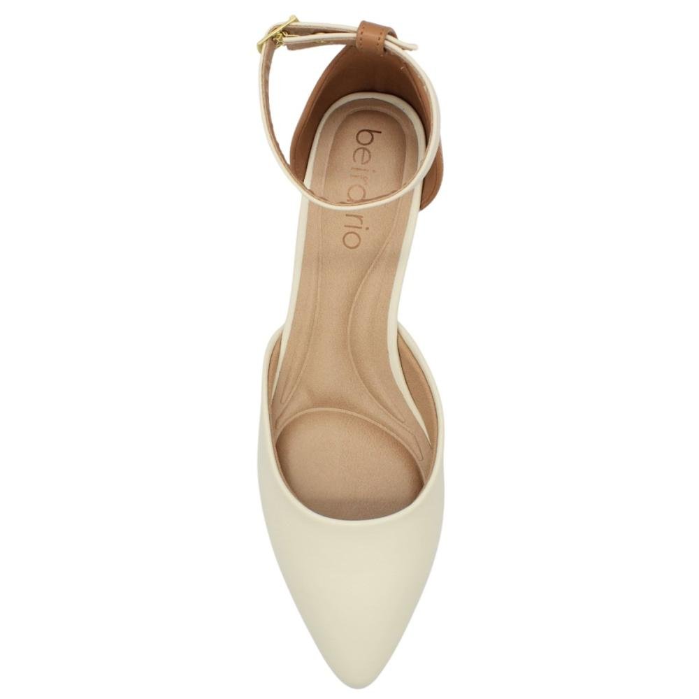 Scarpin Salto Bloco Beira Rio Tira Fivela Feminino Branco 4