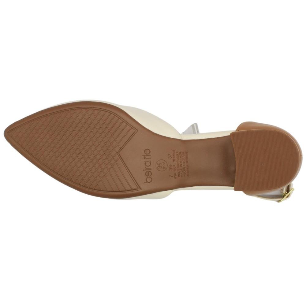 Scarpin Salto Bloco Beira Rio Tira Fivela Feminino Branco 5