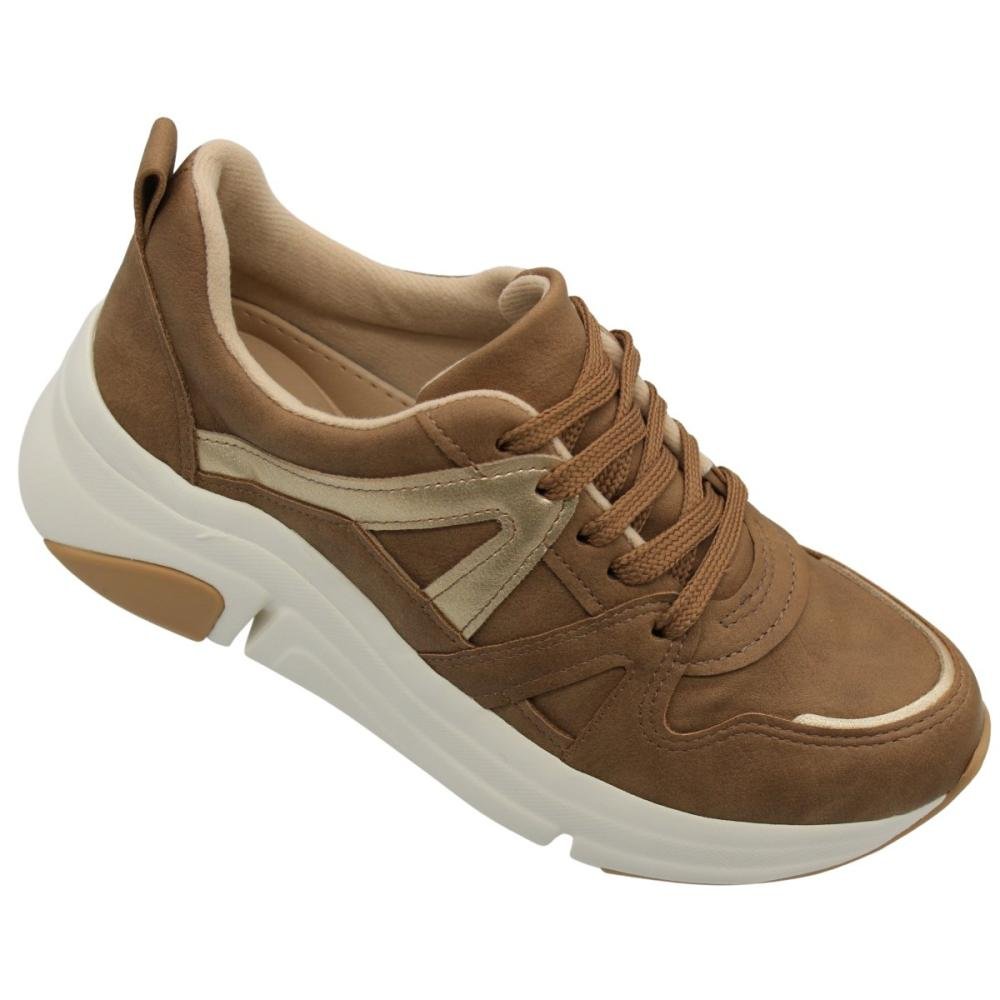 Tênis Jogging Plataforma Modare Detalhes Laterais Feminino Marrom 3