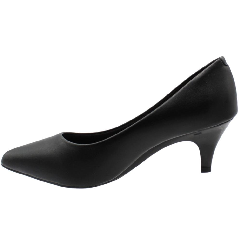 Scarpin Salto Fino Baixo Beira Rio Elegante Liso Feminino Preto 2