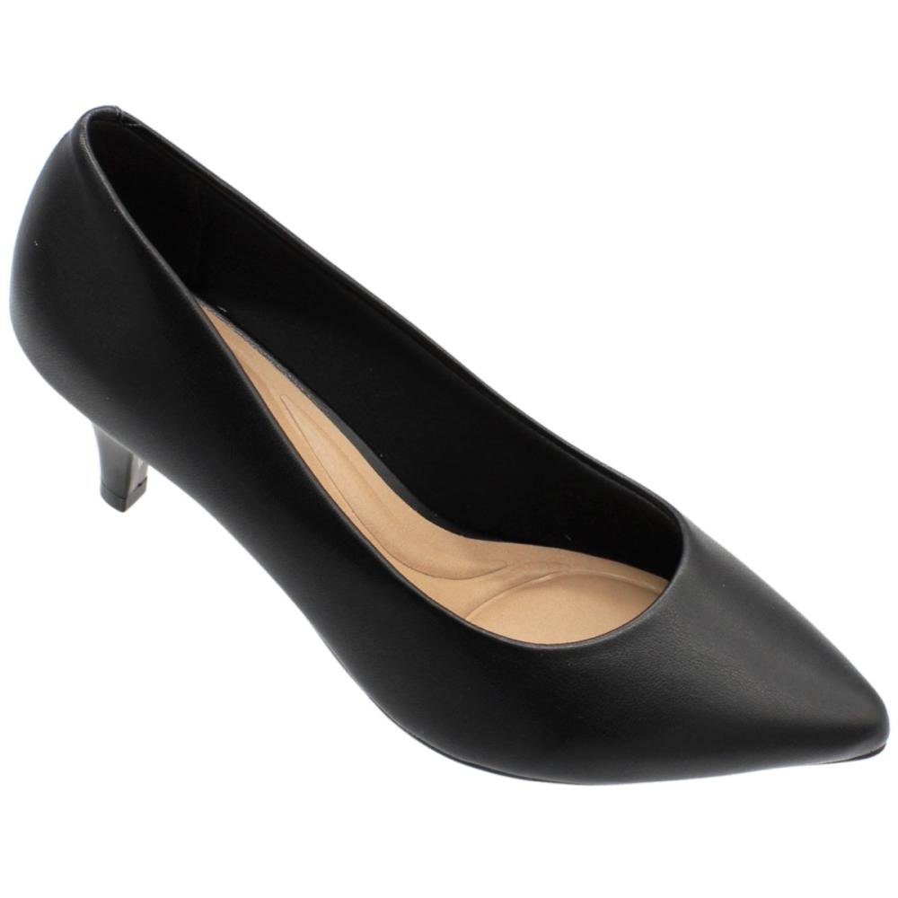 Scarpin Salto Fino Baixo Beira Rio Elegante Liso Feminino Preto 3