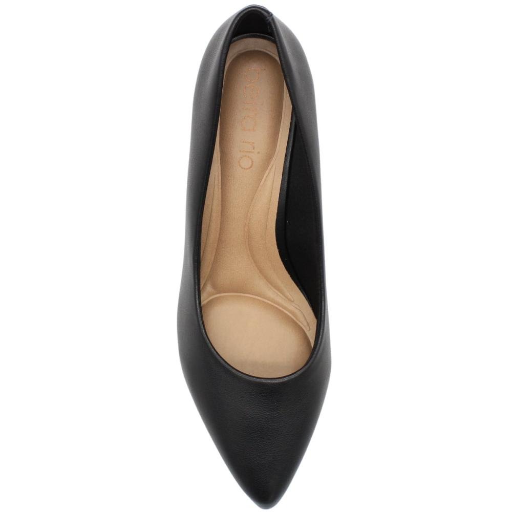 Scarpin Salto Fino Baixo Beira Rio Elegante Liso Feminino Preto 4