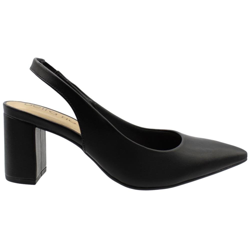 Sapato Beira Rio Slingback Bico Fino Salto Bloco Feminino