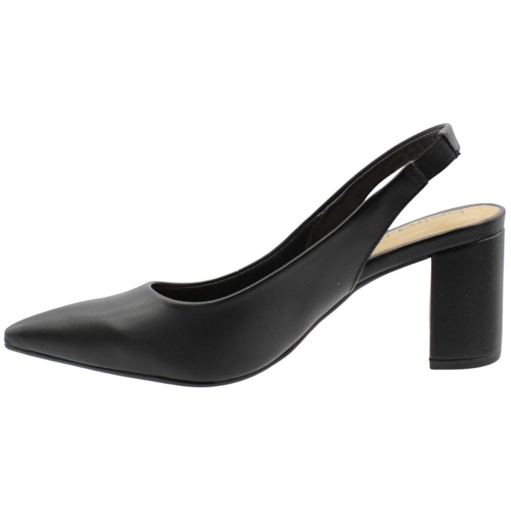 Sapato Beira Rio Slingback Bico Fino Salto Bloco Feminino Preto 2