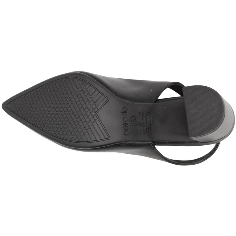 Sapato Beira Rio Slingback Bico Fino Salto Bloco Feminino Preto 5