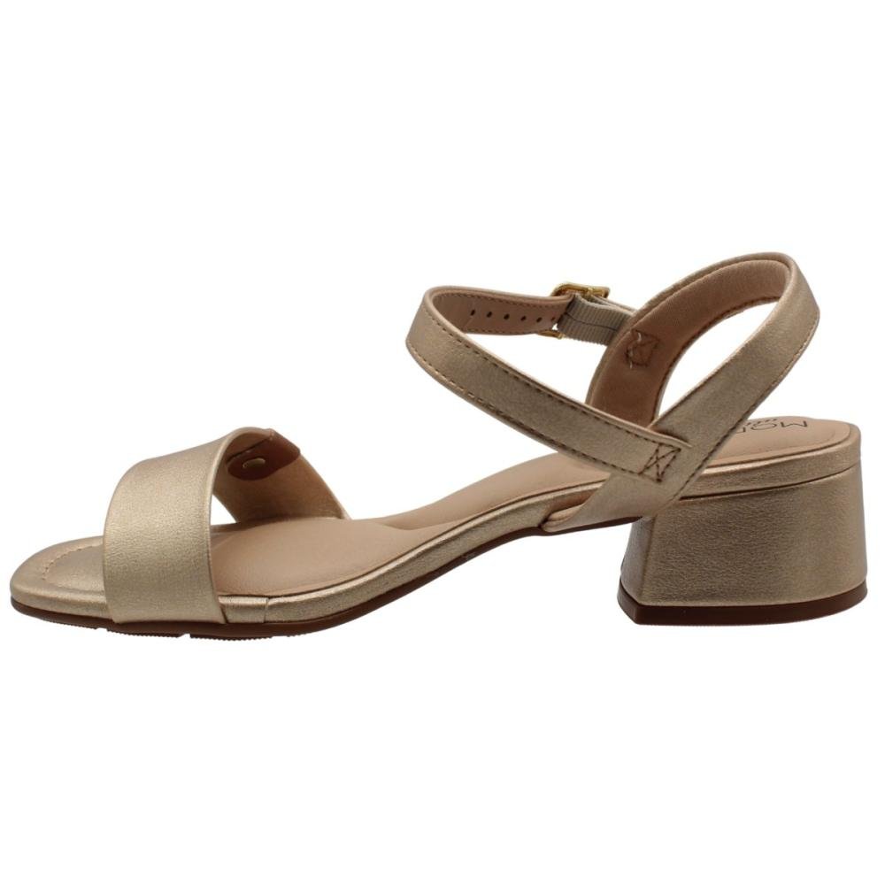Sandália Salto Bloco Baixo Modare Tira Larga Fivela Ajustável Feminina Dourado 2