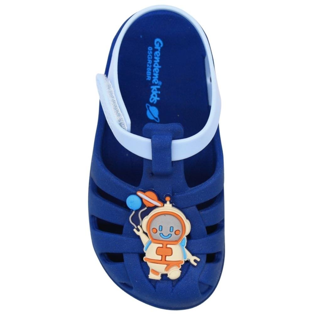 Sandália Aranha Baby Grendene Kids Lumy Tira Autocolante Menino Azul 4