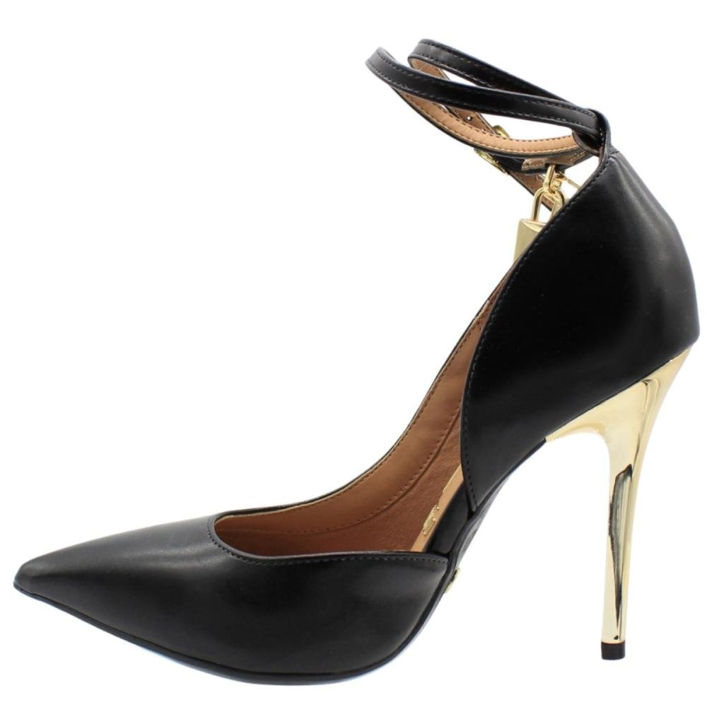Scarpin Salto Alto Fino Vizzano Tira Ajustável Feminino Preto 2