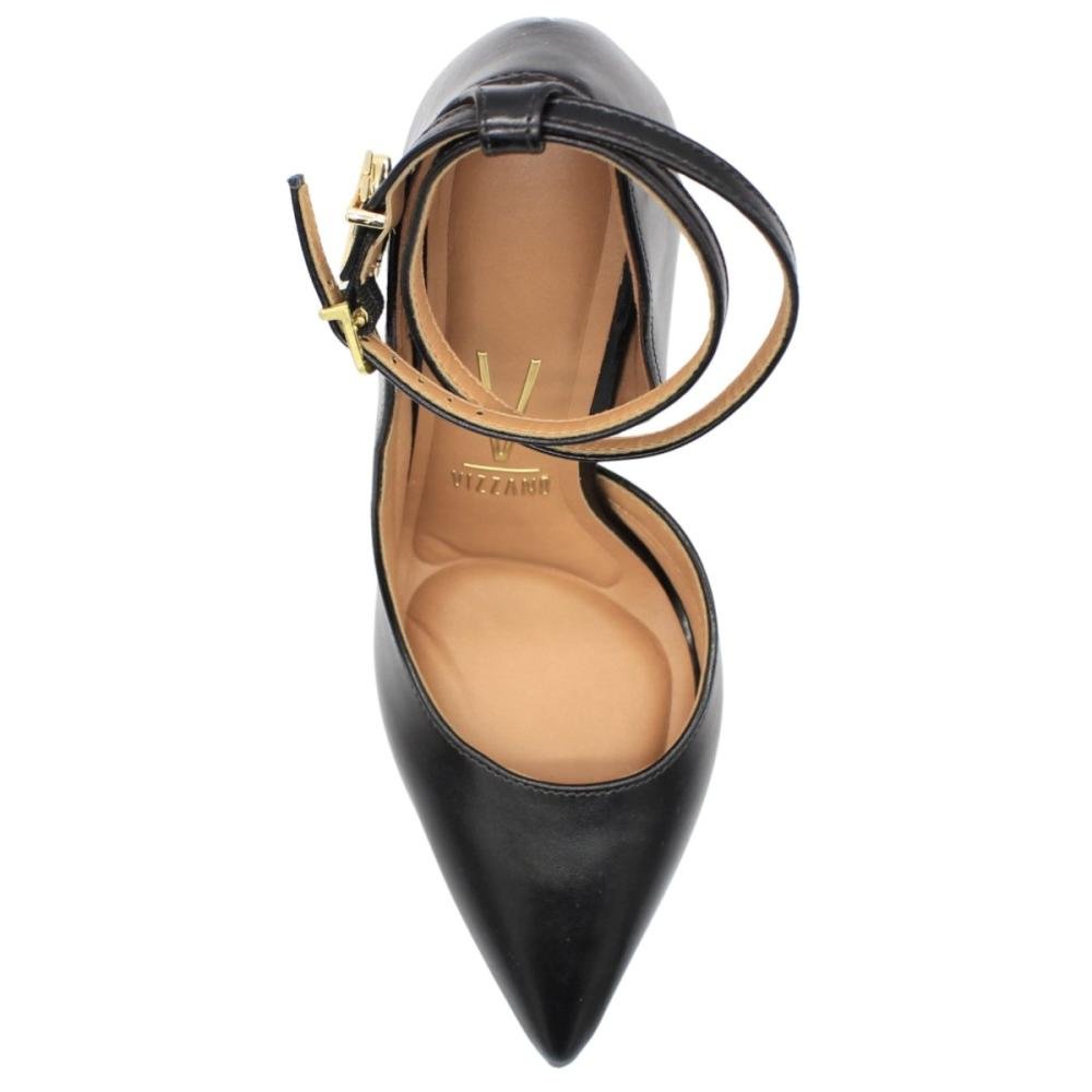 Scarpin Salto Alto Fino Vizzano Tira Ajustável Feminino Preto 4