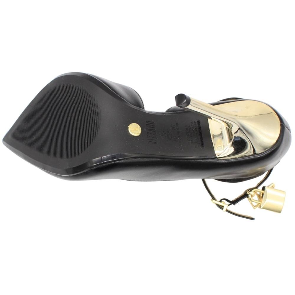 Scarpin Salto Alto Fino Vizzano Tira Ajustável Feminino Preto 5