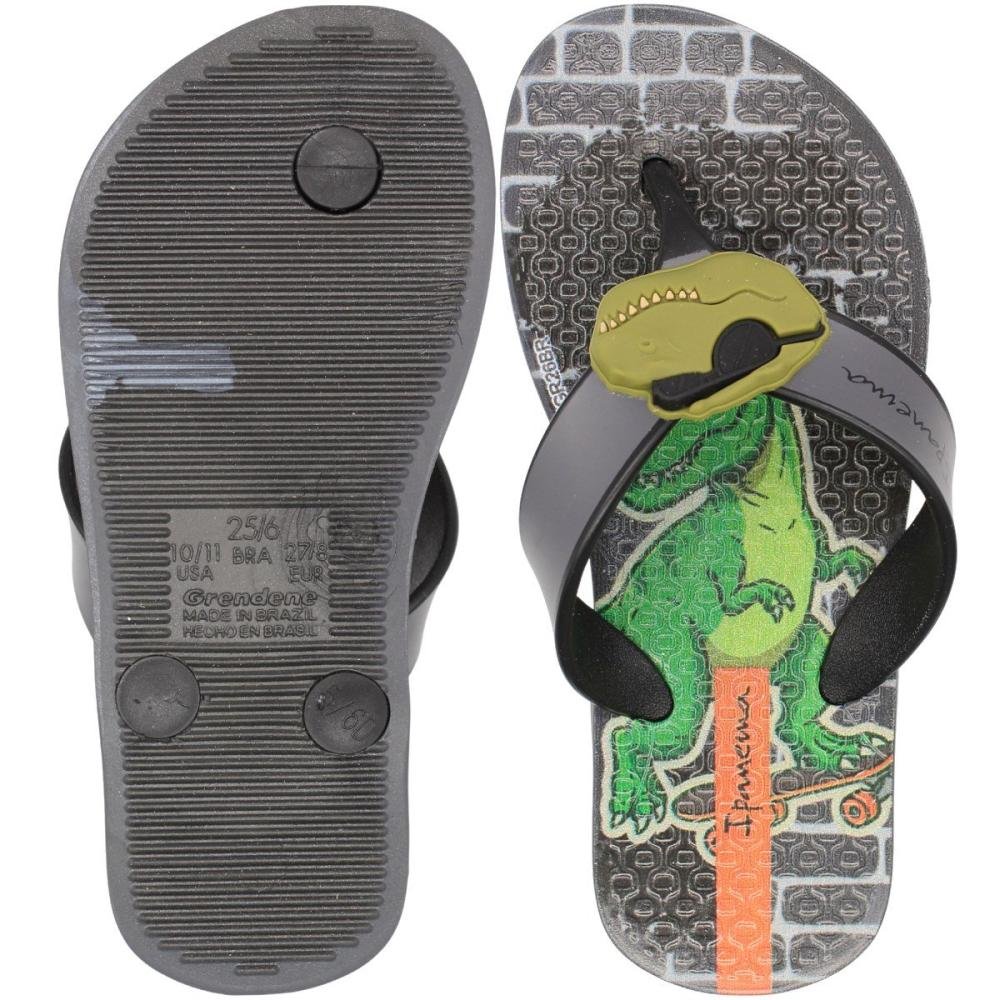 Chinelo De Dedo Ipanema Sonhos Dino Tiras Largas Menino Cinza 3