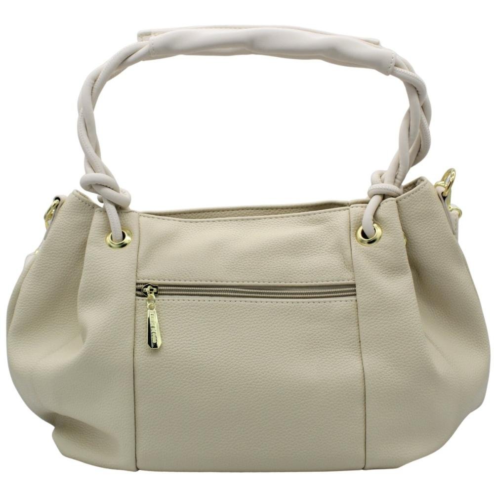 Bolsa de Ombro Transversal Pavão De Ouro Alças Trançadas Feminino Bege 2