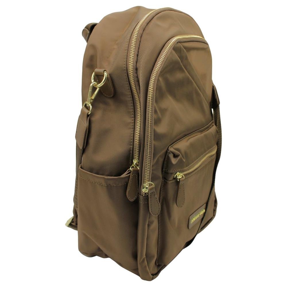 Mochila De Costas Pavão de Ouro Notebook Alça Removível Feminina Marrom 3