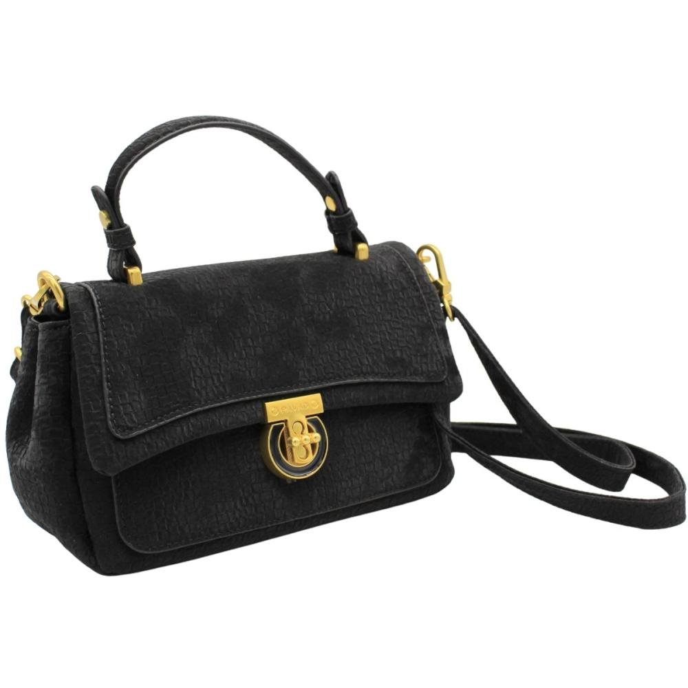 Bolsa Transversal Pavão De Ouro Fechamento Metálico Alça De Mão Feminina Preto 3