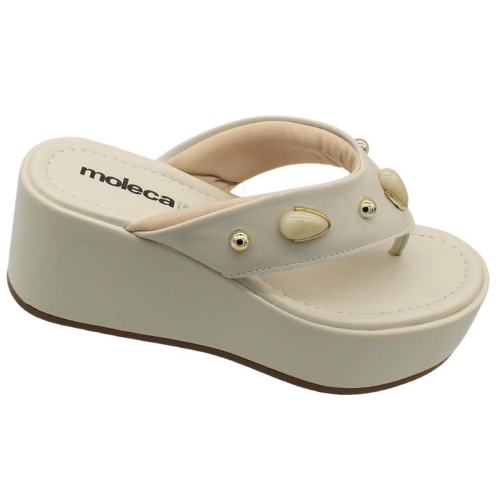 Tamanco De Dedo Anabela Moleca Napa Aplicações Feminino Branco 3