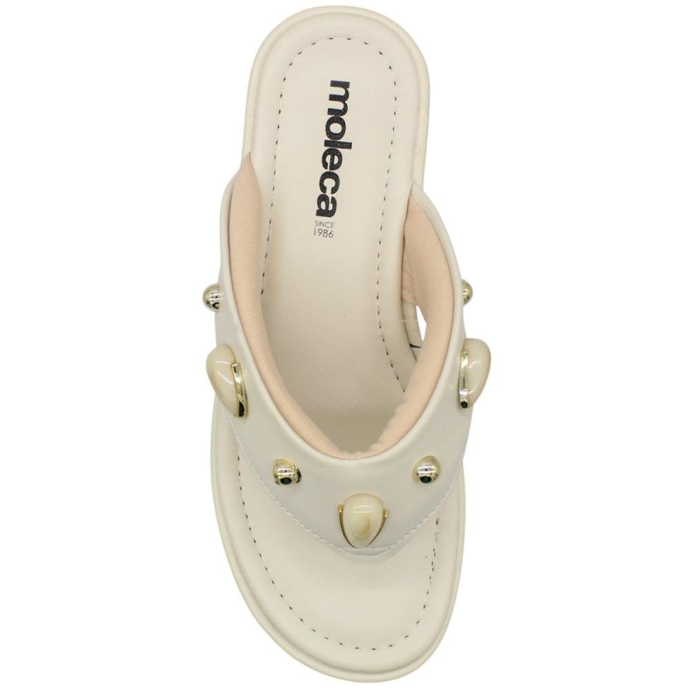 Tamanco De Dedo Anabela Moleca Napa Aplicações Feminino Branco 4