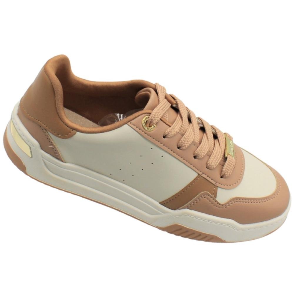 Tênis Casual Moleca Recortes Detalhes Metalizados Feminino Branco 3
