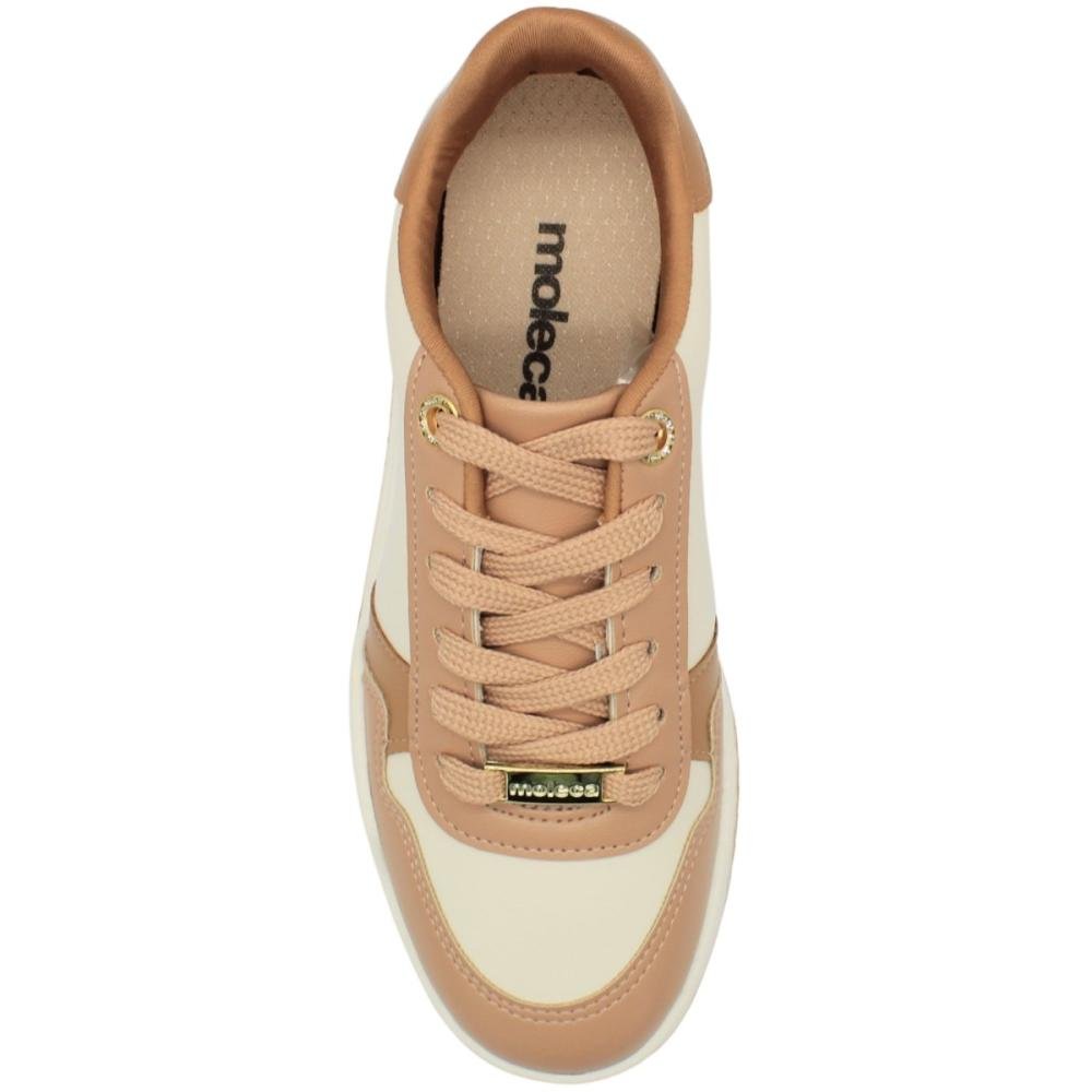 Tênis Casual Moleca Recortes Detalhes Metalizados Feminino Branco 4