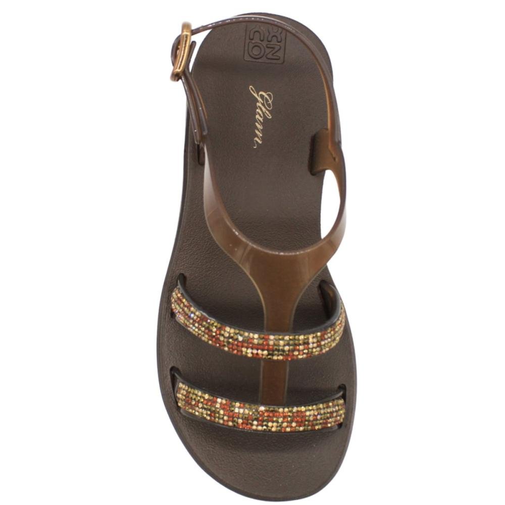 Sandália Plataforma Anabelinha Zaxy Glam New Brilho Feminino Marrom 4