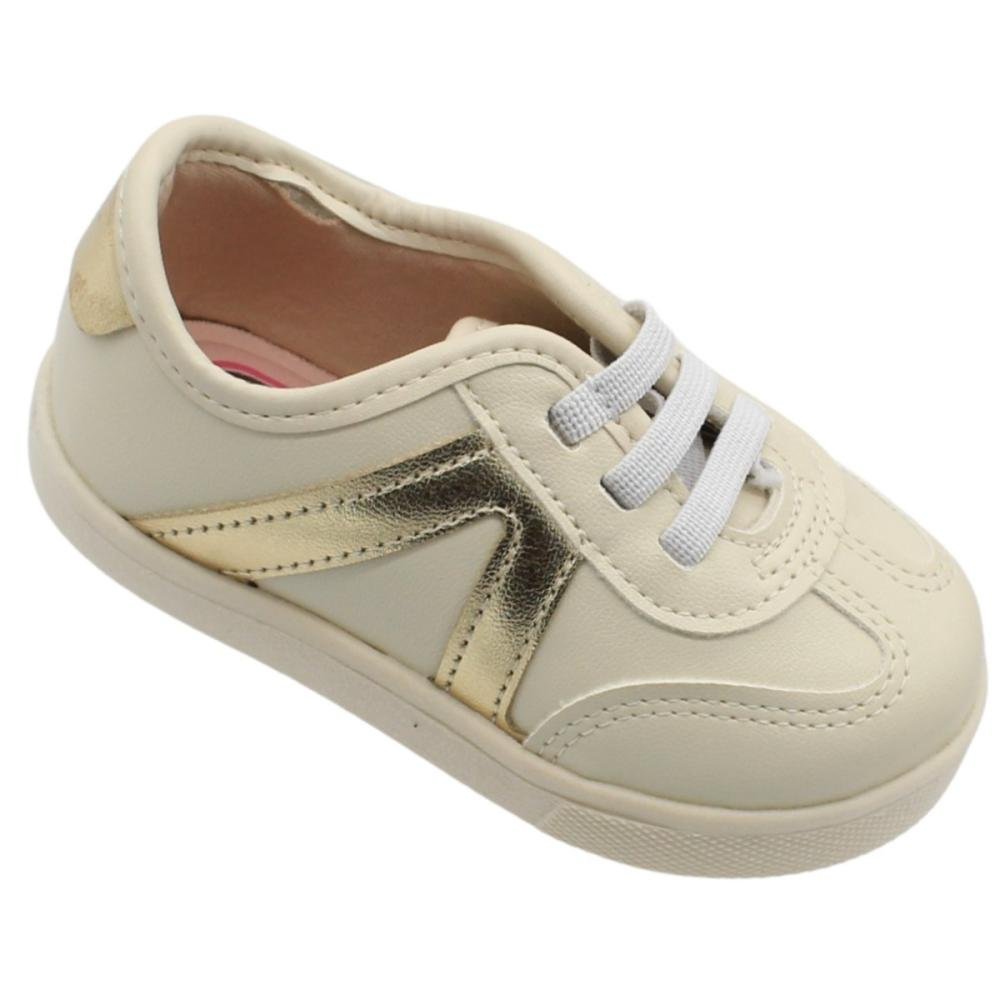 Tênis Casual Baby Molekinha Sintético Recortes Laterais Menina Branco 3