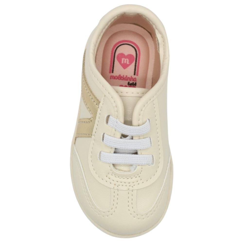 Tênis Casual Baby Molekinha Sintético Recortes Laterais Menina Branco 4
