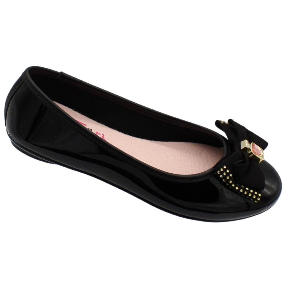 Sapatilha Infantil Molekinha Soft Pop Verniz Laço Menina Preto 3