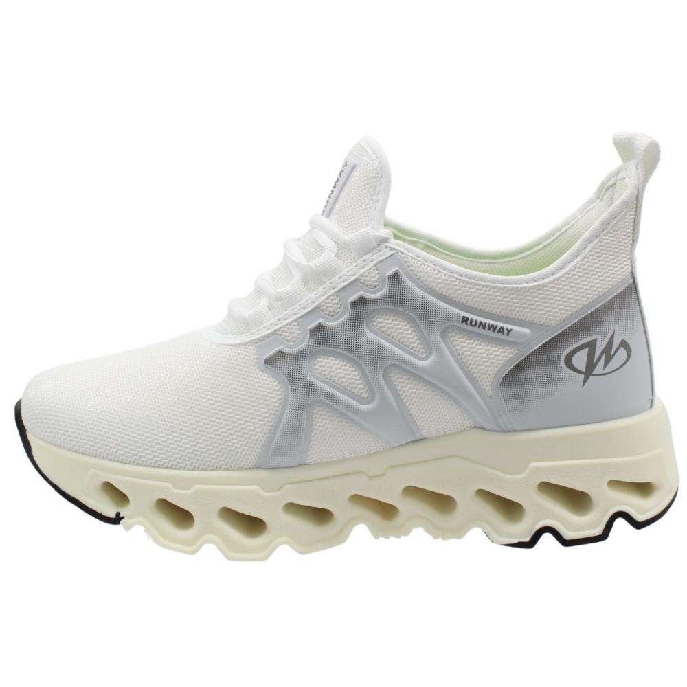 Tênis Esportivo Runway Têxtil Solado Vazado Masculino Branco 2