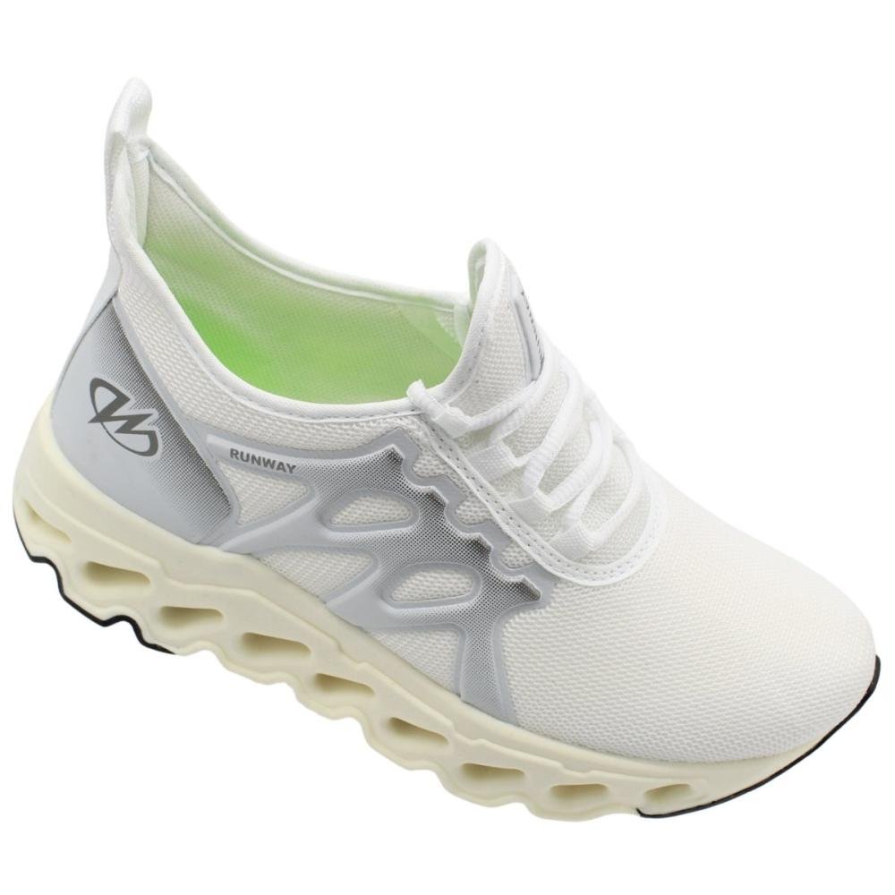 Tênis Esportivo Runway Têxtil Solado Vazado Masculino Branco 3